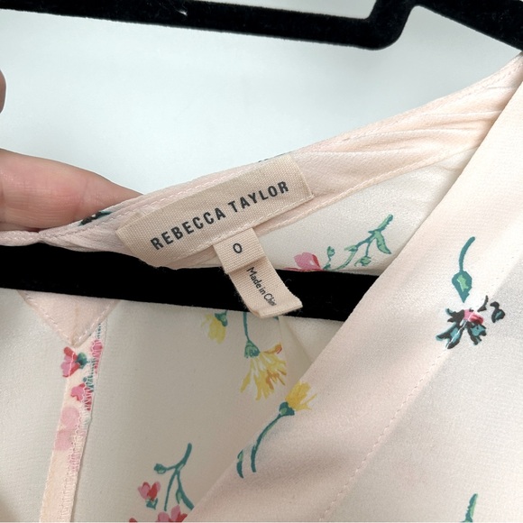 Rebecca Taylor peach cream floral sheer silk blouse top size 0 - Picture 3 of 6